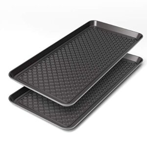 Vramy Multi-Purpose Boot Trays,Set of 2 Black All Weather Heavy Duty Shoe Trays,Pet Feeding Mat,Use for Indoor and Outdoor,30" x 15" x 1.2"