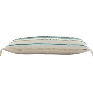 LR Home Quarry Striped Lumbar Throw Pillow, 14" x 36", Aqua/Jade/Turquoise/White