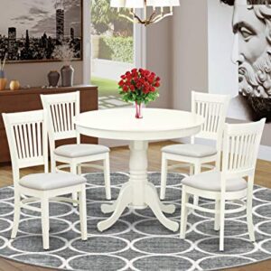 East West Furniture ANVA5-LWH-C Dining Table Set, 5-Piece