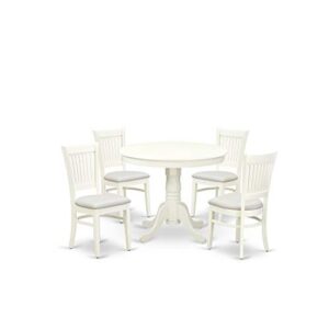 East West Furniture ANVA5-LWH-C Dining Table Set, 5-Piece