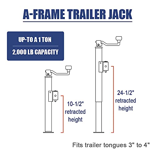 HPDMC A-Frame Trailer Jack, 1 Ton (2,000 lb) Capacity