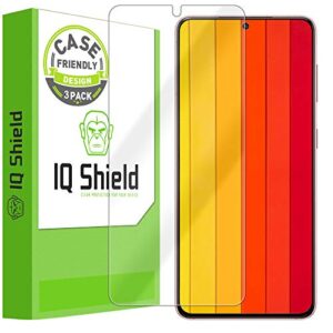 iqshield screen protector compatible with samsung galaxy s21 (6.2 inch)(3-pack)(case friendly)[works with fingerprint scanner] anti-bubble clear film