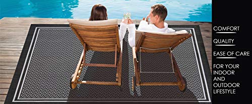 Gertmenian Indoor Outdoor Area Rug, Classic Flatweave, Washable, Stain & UV Resistant Carpet, Deck, Patio, Poolside & Mudroom, 6x9 Ft Medium, Abstract Ocean Current, Grey Cream, 22287