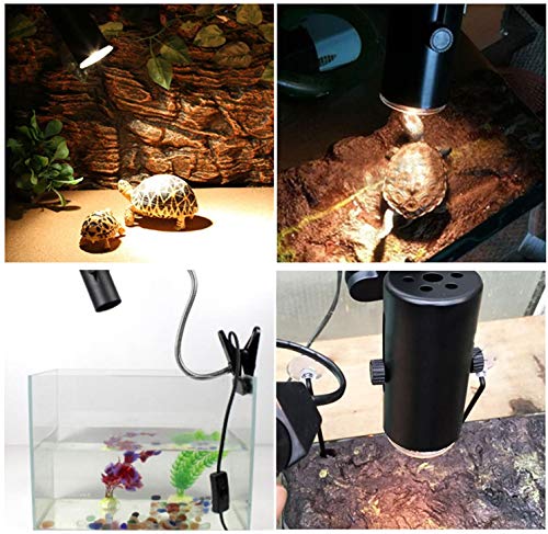 AOMRYOM 2 Pack Reptile UVA/UVB Lamp with 3-pcs of 30W Heat Bulbs, Upgraded Lengthened Adjustable Stand & Socket, for Bird Lizard Turtle Snake Aquarium Habitat Heat Lamps & Light Bulbs - Black