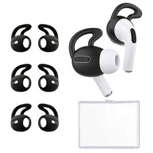generic brands, ear covers and hooks accessories compatible with apple airpods pro, fonygo 3 pairs professional anti-slip silicone earbuds tips hook compatible with apple airpods pro(3 pairs black)