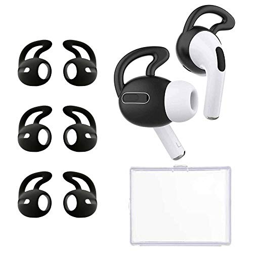 Generic Brands, Ear Covers and Hooks Accessories Compatible with Apple AirPods Pro, Fonygo 3 Pairs Professional Anti-Slip Silicone Earbuds Tips Hook Compatible with Apple Airpods Pro(3 Pairs Black)