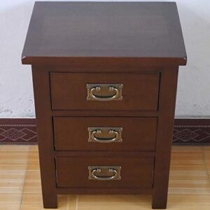 Kendyoak Aurotrice Oak Bedside Table 3 Drawers, Walnut NC Paint Cabinet, Oak Internals W:42cm