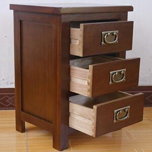 Kendyoak Aurotrice Oak Bedside Table 3 Drawers, Walnut NC Paint Cabinet, Oak Internals W:42cm