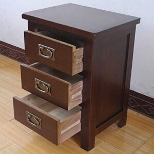 Kendyoak Aurotrice Oak Bedside Table 3 Drawers, Walnut NC Paint Cabinet, Oak Internals W:42cm