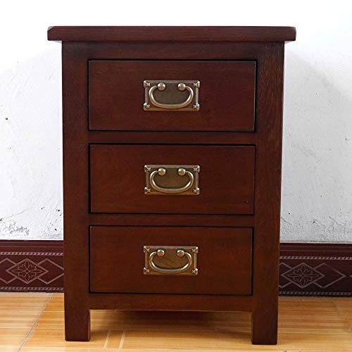 Kendyoak Aurotrice Oak Bedside Table 3 Drawers, Walnut NC Paint Cabinet, Oak Internals W:42cm
