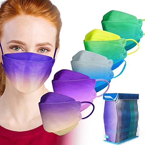 LUCIFER Comfortable Face Mask 4 Layer made for Adults Multicolor, 50PCS 4 Layers Individual Packs Disposable Face Mask with Ear Loops