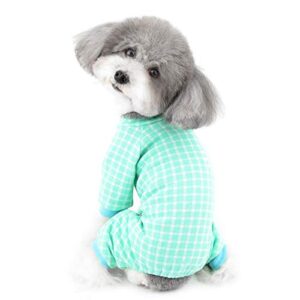 Ranphy Plaid Pet Clothes for Small Dog Jumpsuit Puppy Cat Pajamas Doggie Knitted Sweater Doggy Onesie Pjs Soft Onesie Overall Lightweight Pullover 4 Legged Pyjamas Sleeping Apparel Green L