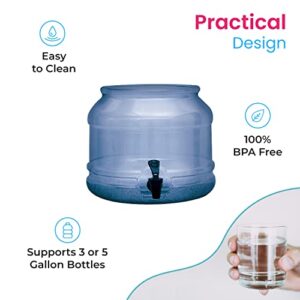 Blue Plastic Water Jug Dispenser Base with Spigot for 5 Gallon Water Bottle, BPA Free Water Dispenser for Stand or Countertop