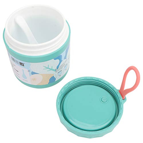 Cabilock Sealed Soup Cup with Spoon Portable Leakproof Food Jar Lunch Container Vacuum Soup Flask for Kid Adult School Office Outdoor Travel (Green)