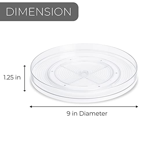 Smart Design Turntable Lazy Susan Spinning Organizer - 11.50 Inch - BPA Free Plastic Resin - Food, Condiments, Baking, Fridge, Freezer, Countertop, Cabinet, Pantry Storage - Kitchen - Clear