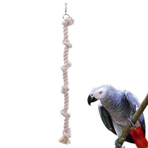 SONGBIRDTH Parrot Chew Toys - Pet Bird Parrot Cotton Rope Knot Climbing Hanging Cage Decor Swing Chew Toy for Medium and Small Parrot White