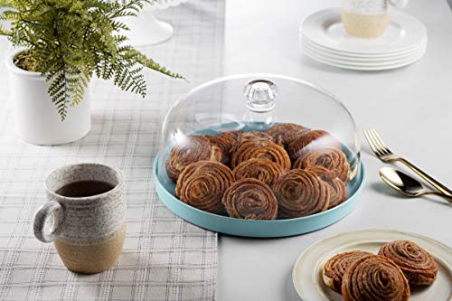 Godinger Cake Stand, Cake Plate Server with Dome, Fruit Platter, Metal Serving Tray and Shaterproof Acrylic Lid