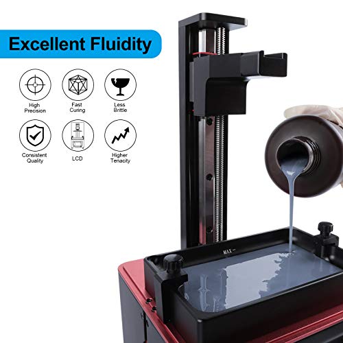 ELEGOO ABS-Like 3D Printer Resin, 405nm UV-Curing LCD Resin High Precision Fast Curing Non-Brittle Standard Photopolymer Resin for LCD Printing Grey 1000G
