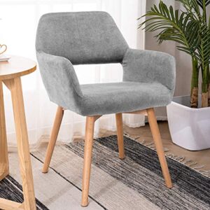 aaron living set of 1 dining room chair fabric modern dining chairs living room chairs with solid wood leg (gray, set of 1)