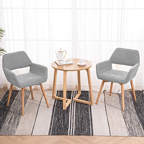 Aaron Living Set of 1 Dining Room Chair Fabric Modern Dining Chairs Living Room Chairs with Solid Wood Leg (Gray, Set of 1)