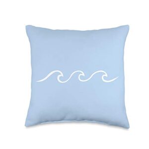 aesthetic kawaii top cute ocean retro vintage wave aesthetically pleasing beach japanese wave minimalist surf throw pillow, 16x16, multicolor