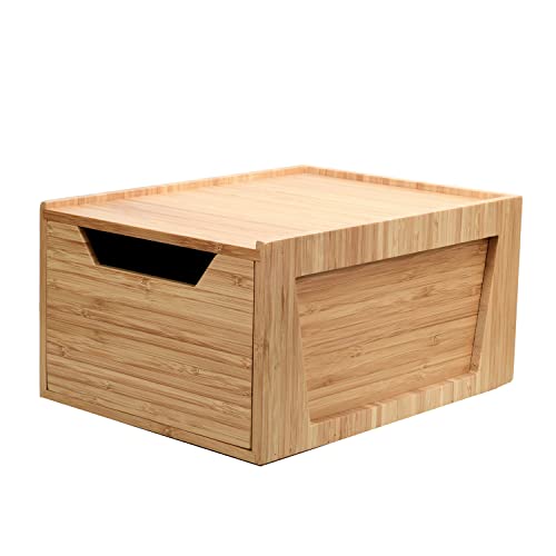 Tall Bamboo Drawer, Stackable Storage Solution for Kitchen Products, Office Supplies, or Bathroom Cosmetics & Toiletries, 12” x 9” x 6.25”