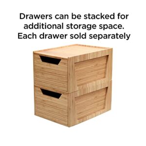 Tall Bamboo Drawer, Stackable Storage Solution for Kitchen Products, Office Supplies, or Bathroom Cosmetics & Toiletries, 12” x 9” x 6.25”