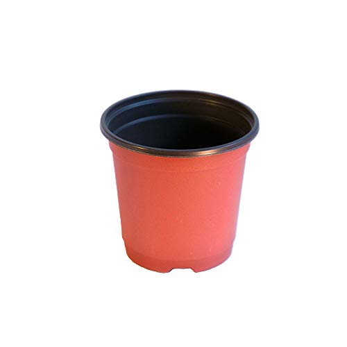 xGarden 100 Pack 4" (10CM) Plastic Red/Black Nursery Pots - Containers Perfect for Seed Starting, Transplants, and Cuttings