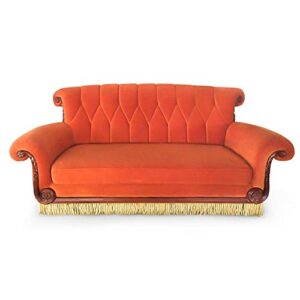 friends central perk coffee shop 3-seater couch authentic replica | upholstered orange sofa for living room, guest room, media room | 90 x 41 x 43 inches