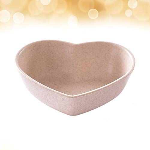 DOITOOL Utensil Sets 4pcs Cute Heart Shaped Seasoning Dish Wheat Straw Love Sauce Dish Sushi Soy Dipping Bowl Snack Serving Dish for Wedding Valentines Day Party Decoration Mixed Color Utensil Set