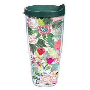 tervis budding bliss made in usa double walled insulated tumbler cup keeps drinks cold & hot, 24oz classic, budding bliss