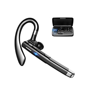 bluetooth earpiece for cell phones, bluetooth v5.1 headset with charging case, waterproof hands-free earphones wireless headphone, for business/office/driving compatible with android/iphone