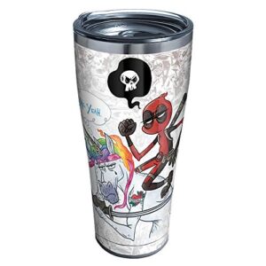 tervis triple walled marvel - deadpool insulated tumbler cup keeps drinks cold & hot, 30oz - stainless steel, let's do this