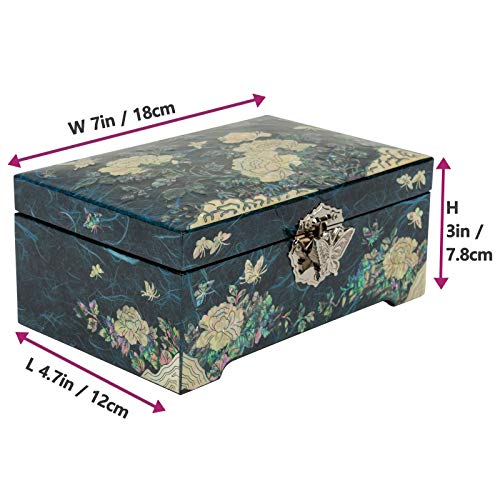 February Mountain Mother of Pearl Jewelry Organizer Box with Ring Tray - Gifts for Women Unique gift for women who have everything