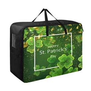 blueangle clover leaves storage bags for closet king comforter, clothes, blanket organizers heavy fabric space saver, st. patrick's day gifts