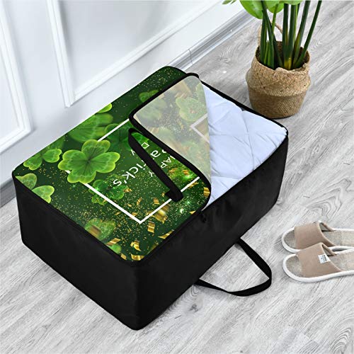 Blueangle Clover Leaves Storage Bags for Closet King Comforter, Clothes, Blanket Organizers Heavy Fabric Space Saver, St. Patrick's Day Gifts