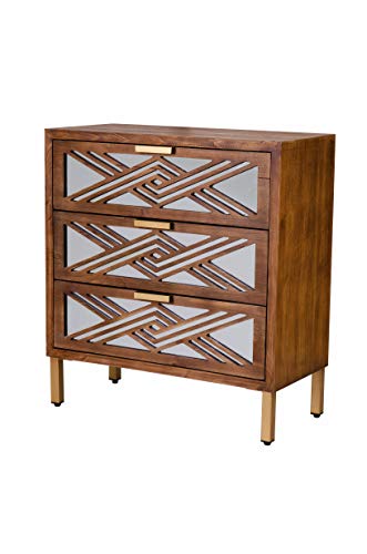 COZAYH 3-Drawer Accent Dresser with Mirror Fronts, Modern Farmhouse Accent Chest Clean-Lined Silhouette