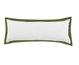 lr home flora empire bordered lumbar throw pillow, 14" x 36", white/calla green/moss green