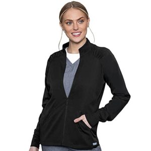 med couture touch women's raglan zip front warm up jacket, black, large