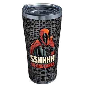 tervis triple walled marvel - deadpool insulated tumbler cup keeps drinks cold & hot, 20oz - stainless steel, shhh no one cares