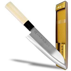 seki japan tsubazo japanese utility chef kitchen knife, stainless steel santoku knife, shiraki handle, 170 mm (6.7 in)