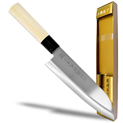 Seki Japan TSUBAZO Japanese Utility Chef Kitchen Knife, Stainless Steel Santoku Knife, Shiraki Handle, 170 mm (6.7 in)