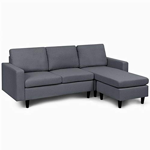 k/a Convertible Sectional Sofa Convertible Sectional Sofa Couch Fabric L-Shaped Couch w/Reversible Chaise (D)