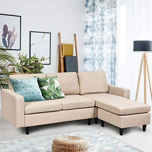 k/a Convertible Sectional Sofa Convertible Sectional Sofa Couch Fabric L-Shaped Couch w/Reversible Chaise (D)