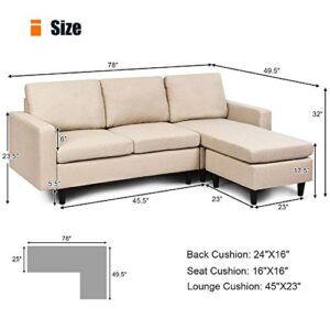 k/a Convertible Sectional Sofa Convertible Sectional Sofa Couch Fabric L-Shaped Couch w/Reversible Chaise (D)