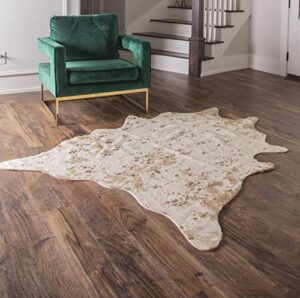 faux cowhide rug - beautiful acid wash cowhide rug. western throw rugs for office, bedroom, nursery or living room with our rustic area rugs for living room (tan gold)
