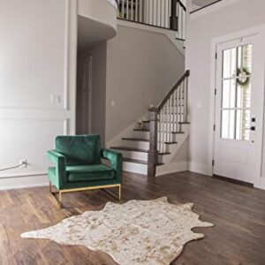 Faux Cowhide Rug - Beautiful Acid Wash Cowhide Rug. Western Throw Rugs for Office, Bedroom, Nursery or Living Room with Our Rustic Area Rugs for Living Room (Tan Gold)