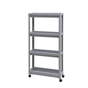 jinby slim laundry cart 4 tier mobile shelving unit slide out storage shelves for kitchen bathroom laundry narrow places(grey)