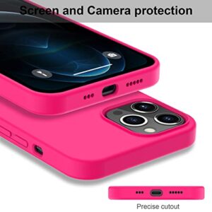 DEENAKIN iPhone 12 Pro Max Case with Screen Protector,Soft Flexible Silicone Gel Rubber Bumper Cover,Slim Fit Shockproof Protective Phone Case for iPhone 12 Pro Max 6.7" Hot Pink