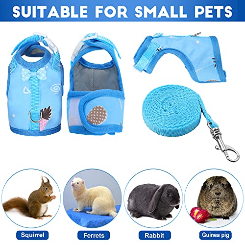 3 Pieces Guinea Pig Harness with Leash Small Pet Harness Fruit Plaid Pattern Adjustable Padded Walking Vest for Pet Hamster Ferret and Squirrel Small Animals (Pineapple, Blue, Green Plaid, Small)